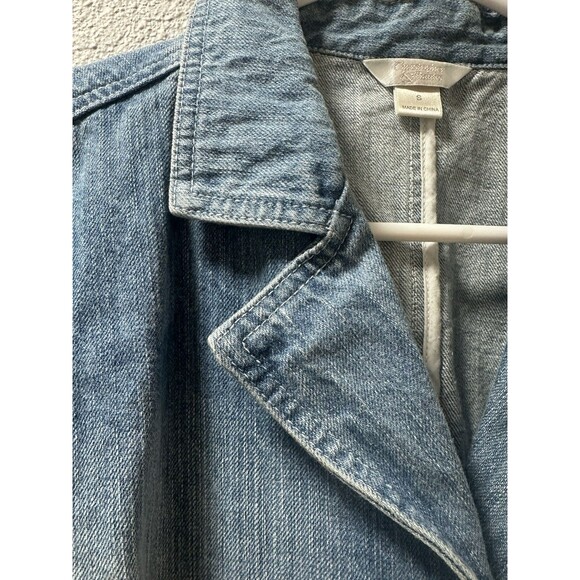 Denim Blazer Jean Jacket Womens Small Button Up Cotton Christopher & Banks - Picture 5 of 9